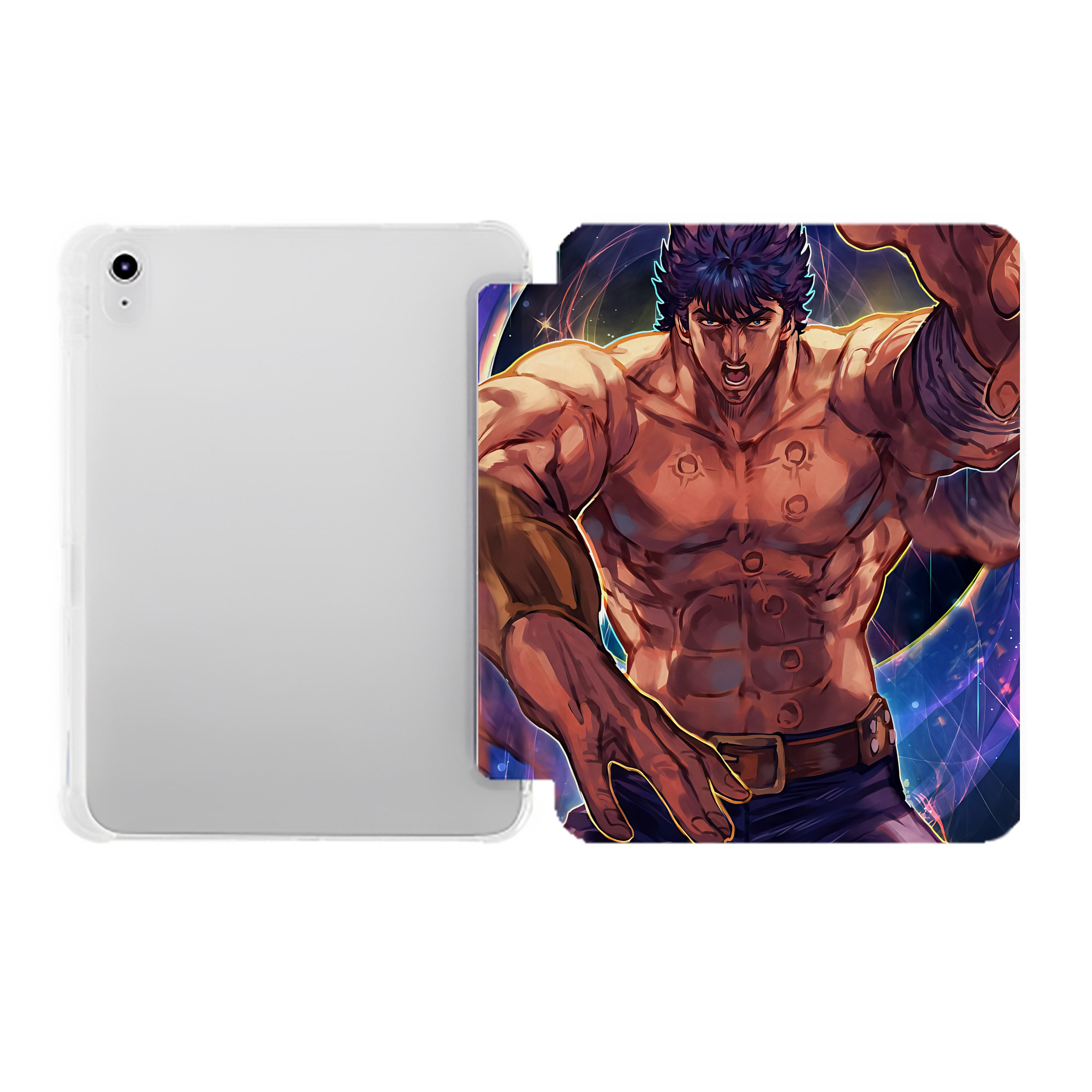 （画像用） 北斗の拳 Fist of the North Star IPad ケース ペン収納付き 三つ折りスタンド PUレザー×シリコン 対応機種9.5/10.5/10.9インチ